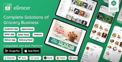 eGrocer v3.0.3 Nulled – Online Multi Vendor Grocery Store, eCommerce Flutter Full App, Admin Panel, Web Version Source