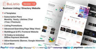 Bulistio v5.0 Nulled – Business Listing / Directory Website (Subscription Based) PHP Script