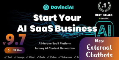 Davinci AI v10.0 Nulled – OpenAI Content, Text, Image, Voice, Chat, Code, Transcript, and Video Generator as SaaS Script
