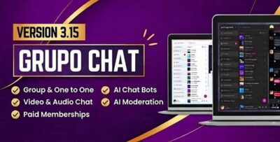 Grupo Chat v3.15 Nulled – Chat Room & Private Chat – Video Chat & Audio Chat – Group Video Chat – PHP Chat Code Script