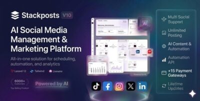 Stackposts v10.0.0 Nulled – AI Social Media Management & Marketing SaaS Platform Script