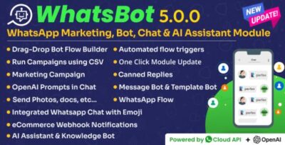 WhatsBot v5.0.0 – WhatsApp Marketing, Bot, Chat & AI Personal Assistant Module for Perfex CRM – Addon