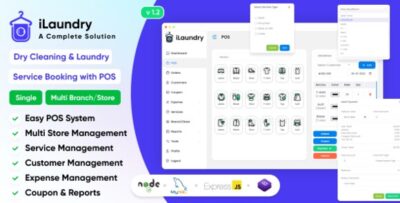 iLaundry v1.3 – Dry Cleaning & Laundry Service Booking with POS | Single & Multi Branch Complete Solution Script